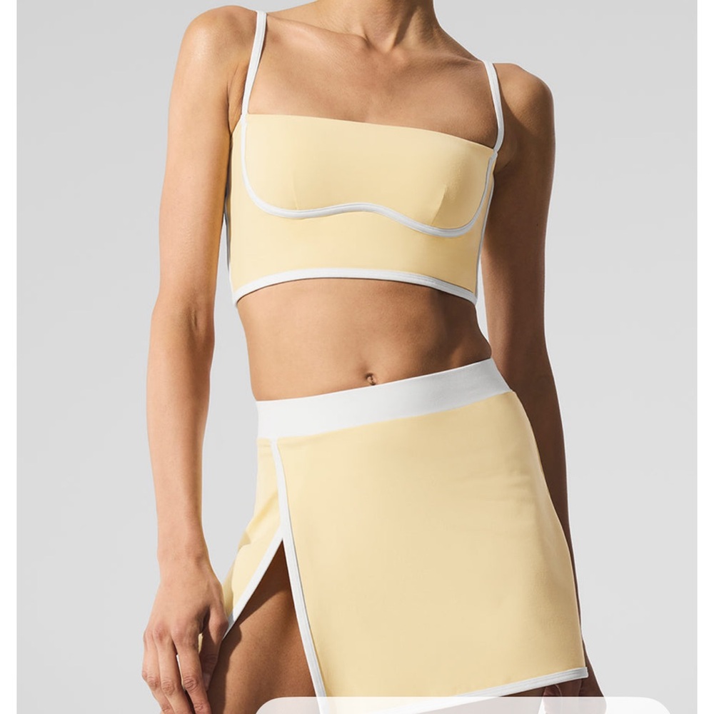 Alo Yellow and White Two-Piece Set (top s skirt xs)